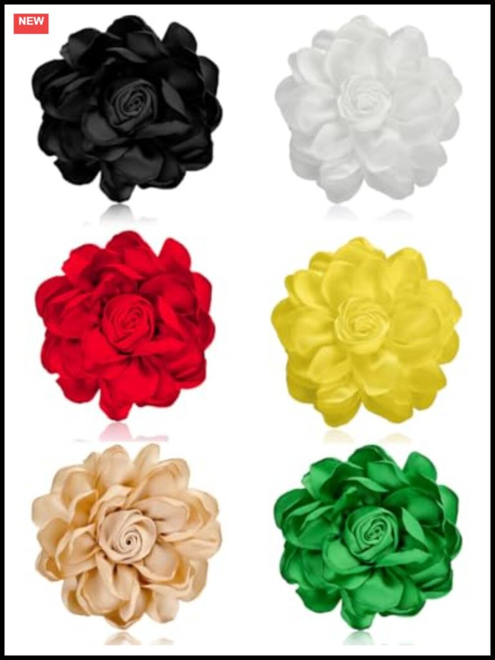 Fabric Flower Brooch Pin Set with Alloy Clips, 2-Purpose Hair Clip for Women